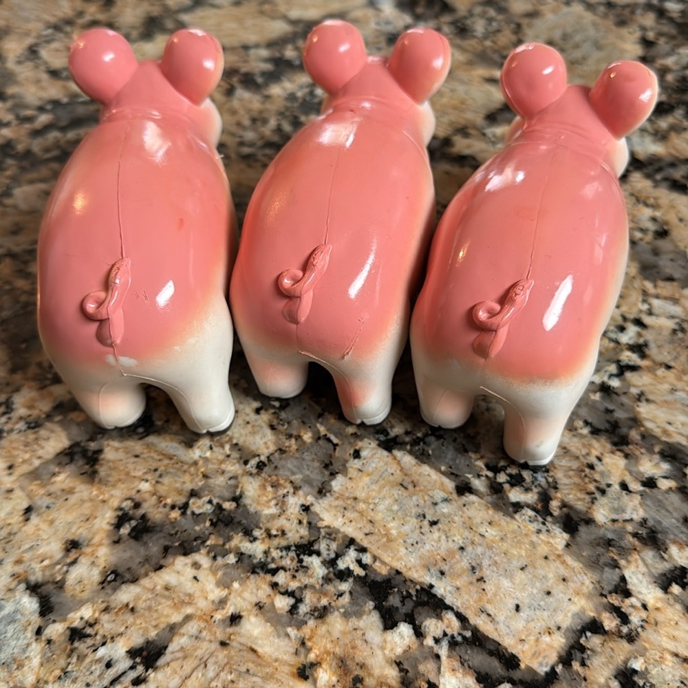 Vintage Set of Three Pink Pig Ja-ru Rubber toys - Picture 5 of 5